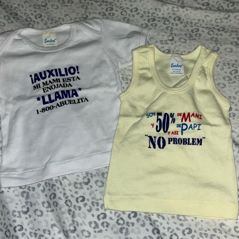 2 Spanish Language Baby Tees - 6-12 months
